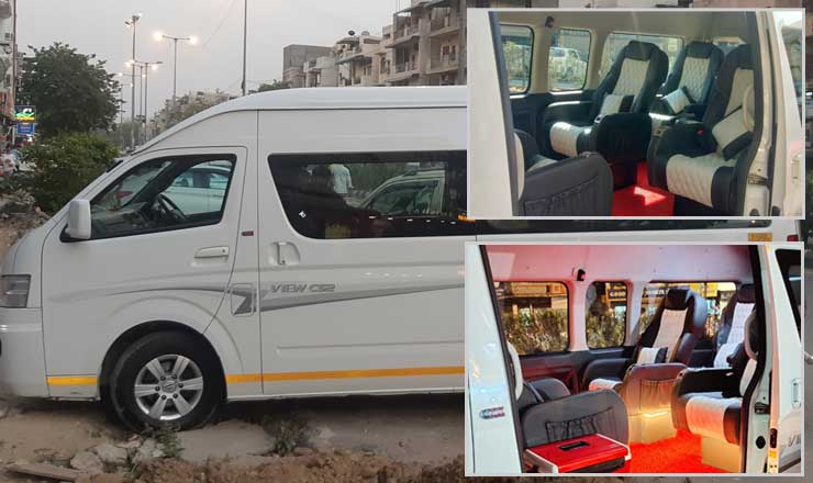 8 seater foton view cs2 imported mini van with sofa seating hire in delhi india